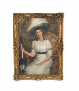 American victorian lady in white portrait