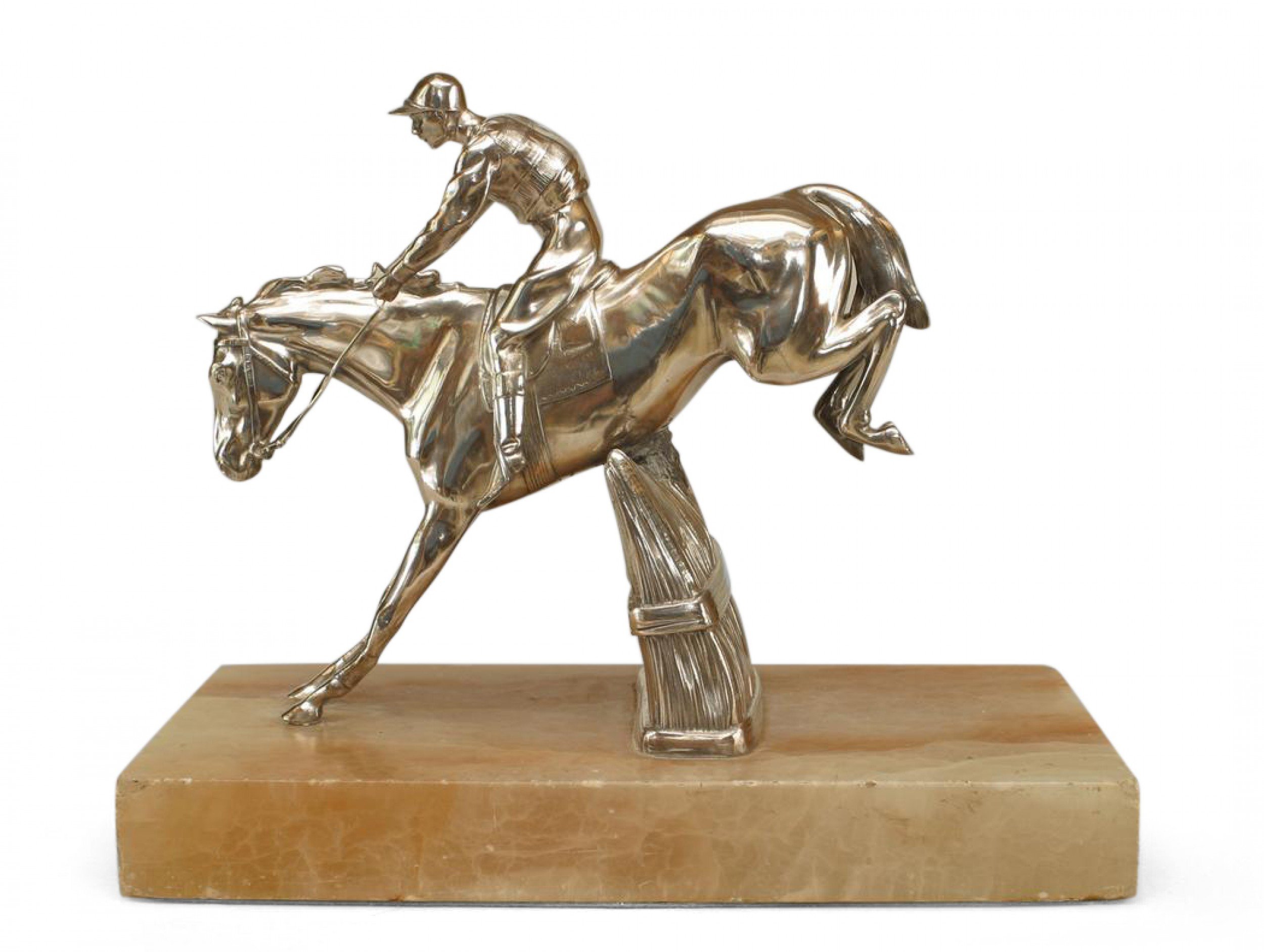Victorian bronze horse and jockey
