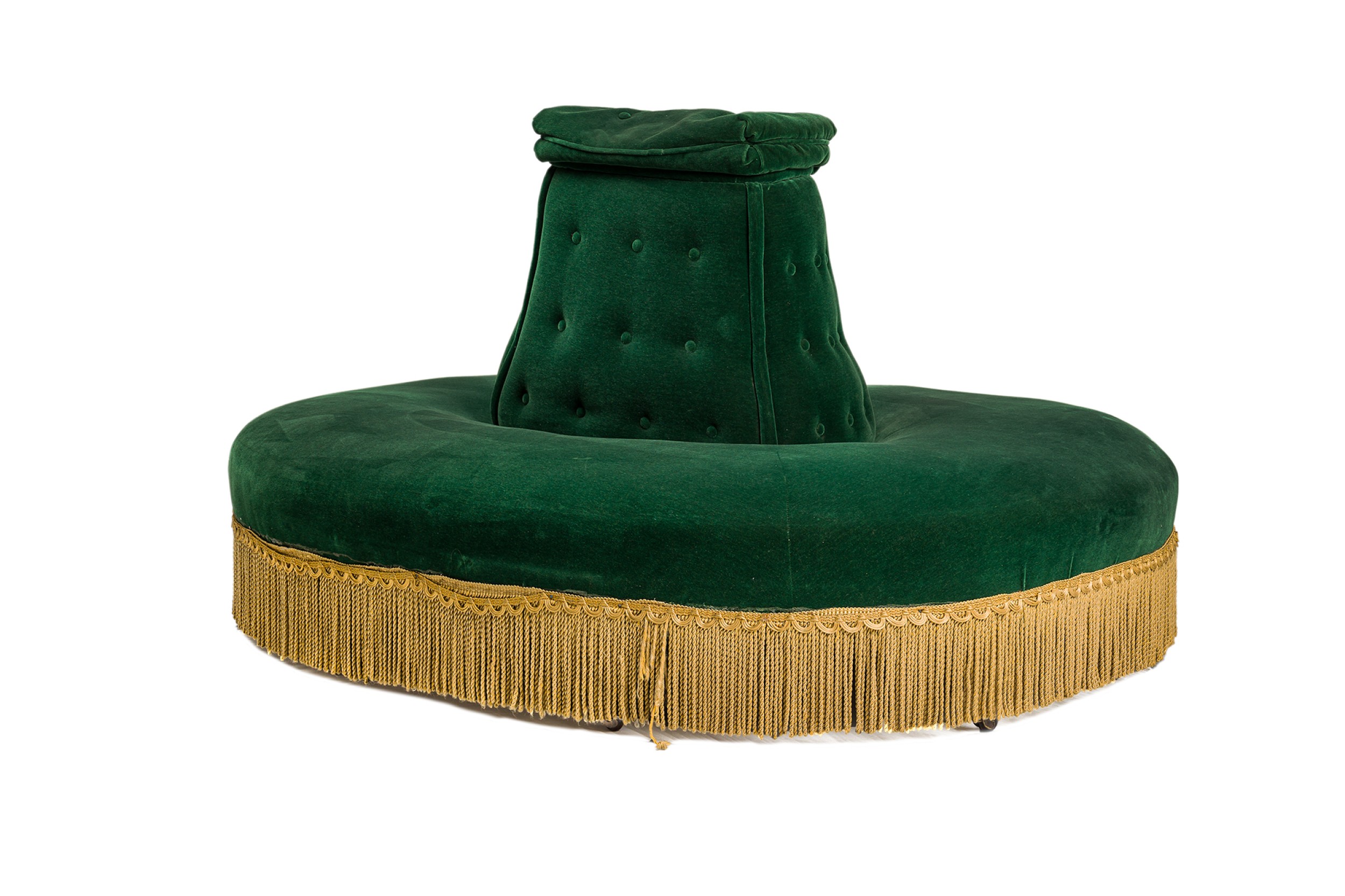 American victorian green velvet ottoman