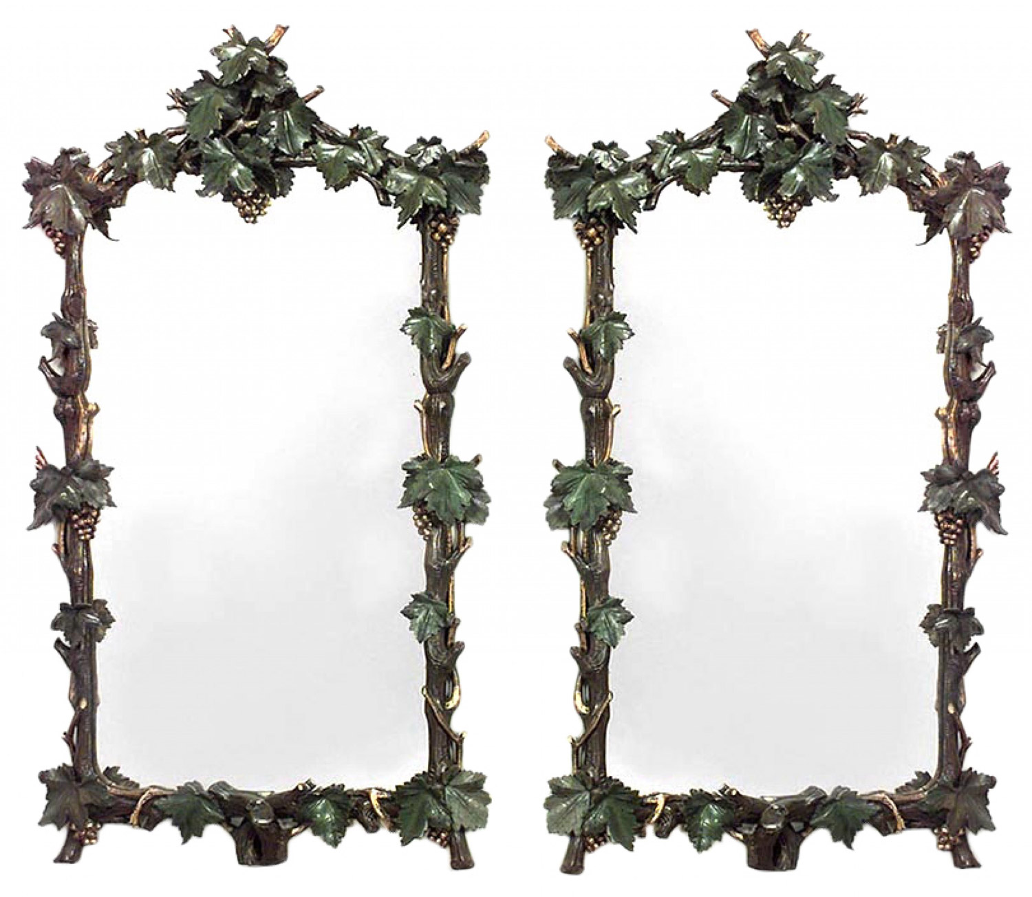 Rustic continental carved grape and leaf wall mirrors