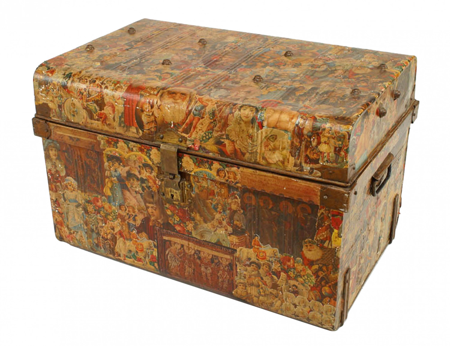 English victorian decoupage tole trunk