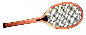 English wooden tennis racket wall plaque 1