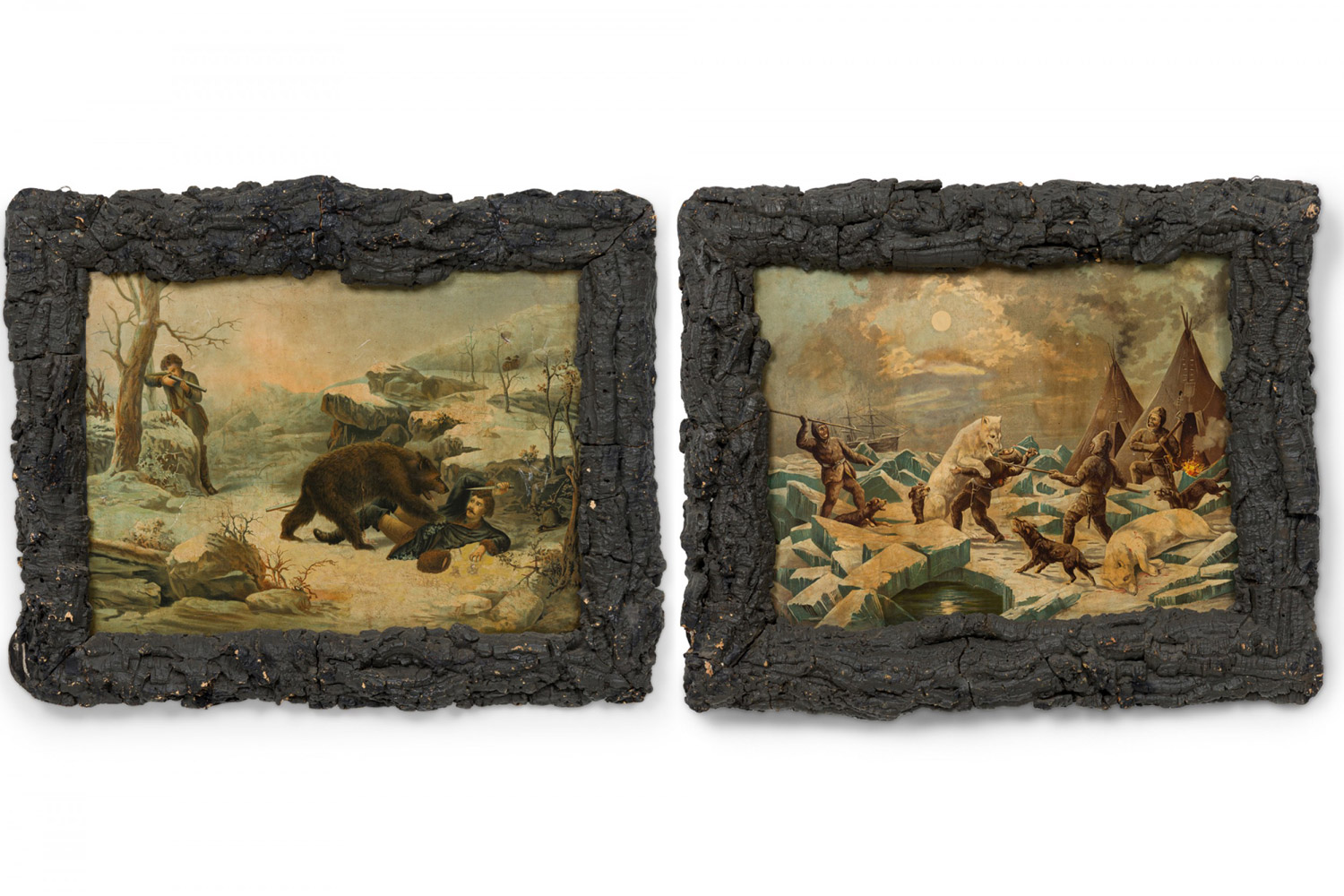 Rustic adirondack hunt scene pictures