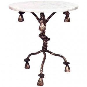 Rope and tassel gilt and marble end table
