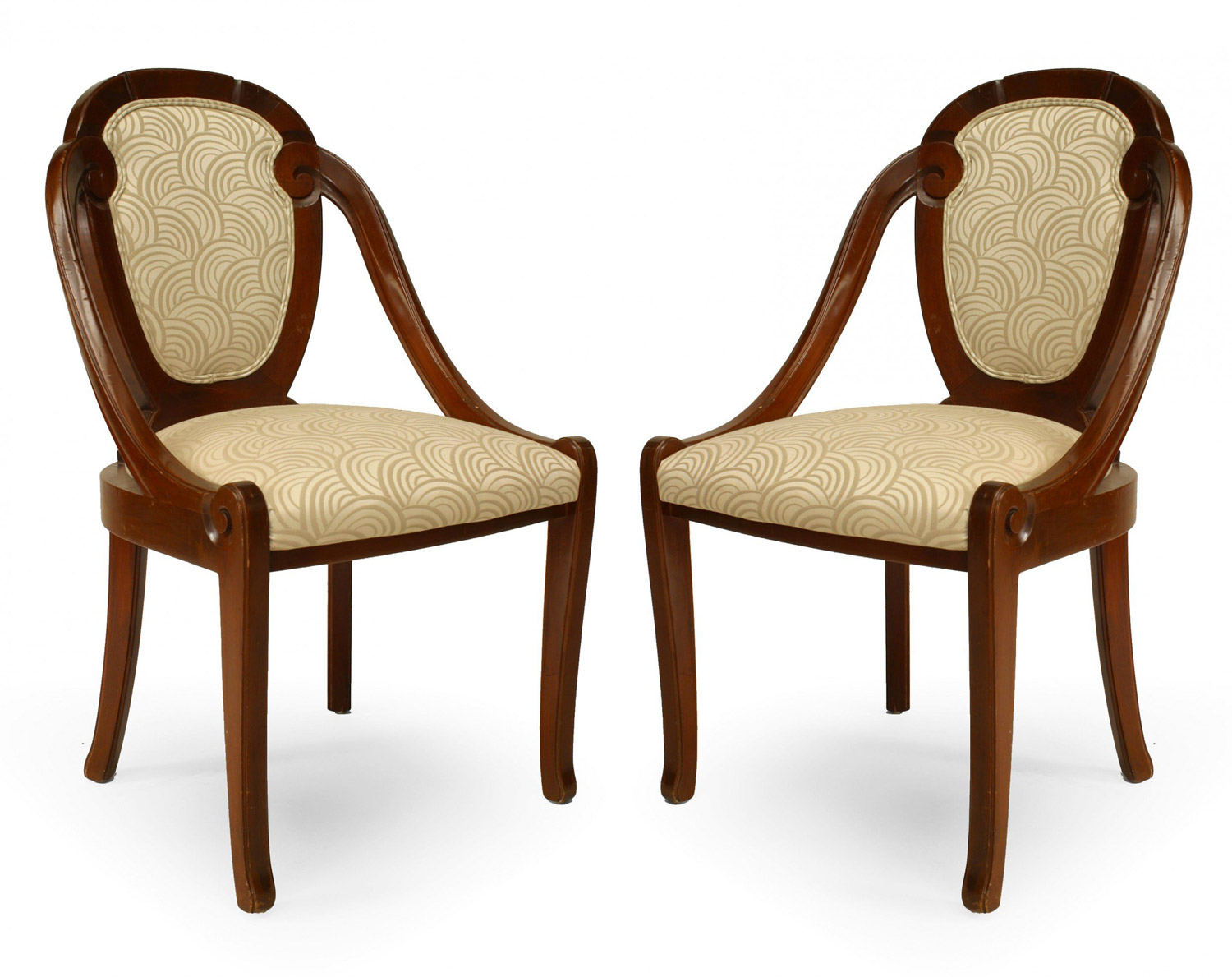 French art deco scroll back side chairs 1