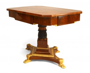 Russian neoclassic clawed mahogany center table