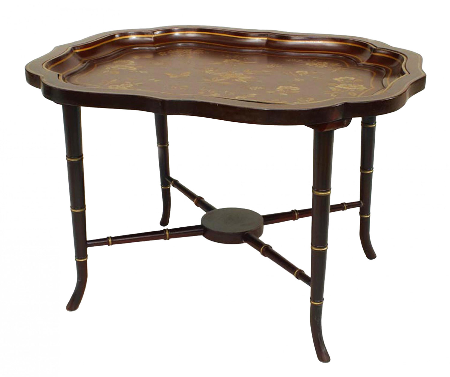 English victorian maroon painted tray tabled