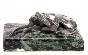 English marble dog paperweight