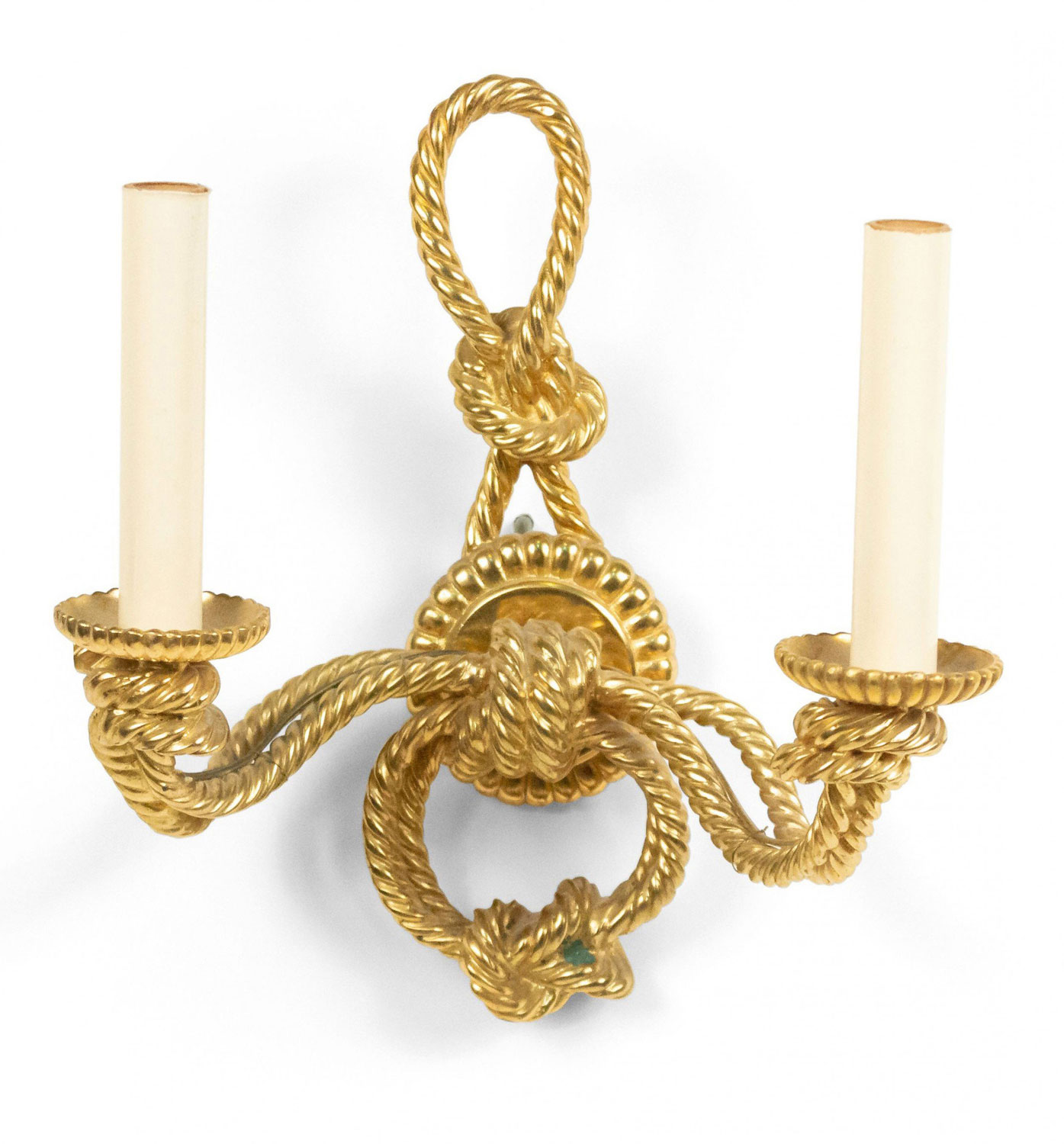 Rope and tassel gilt bronze wall sconce