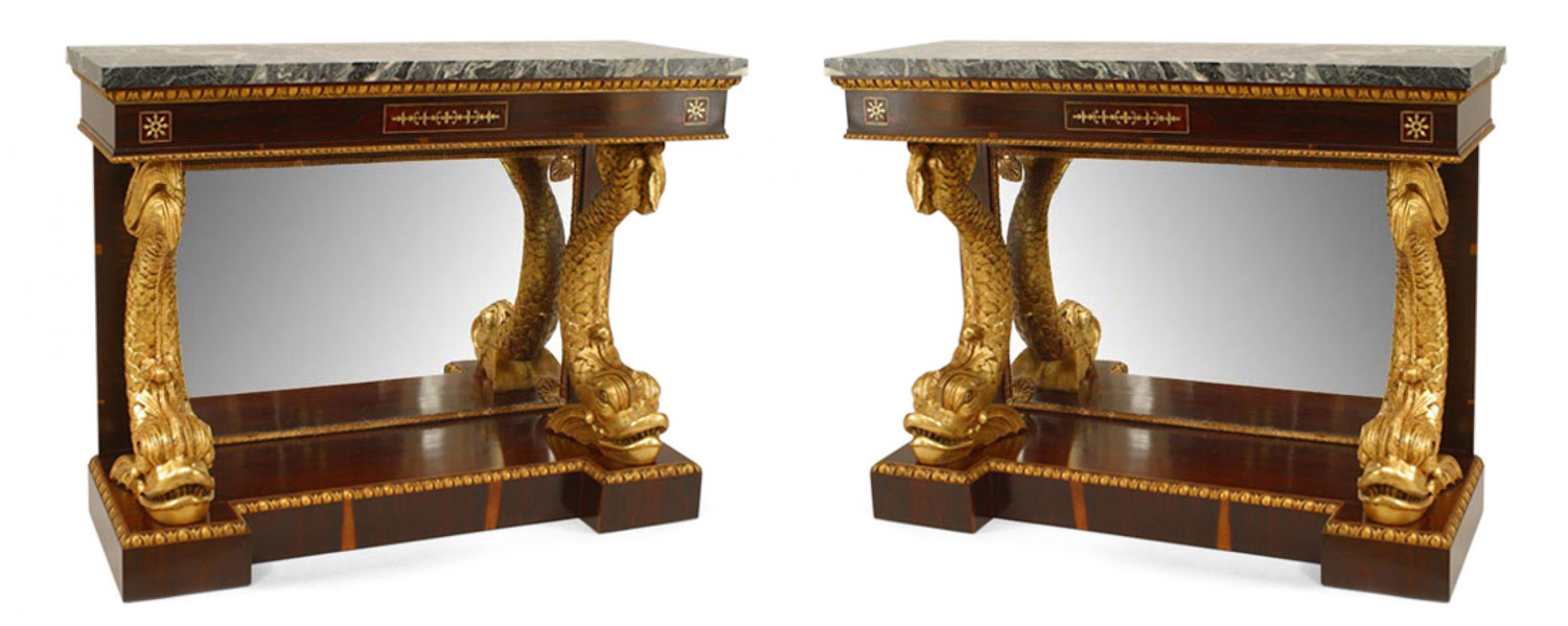 English regency rosewood gilt dolphin console table 3
