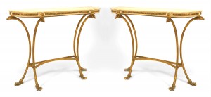 French louis xvi bronze dore marble top console table