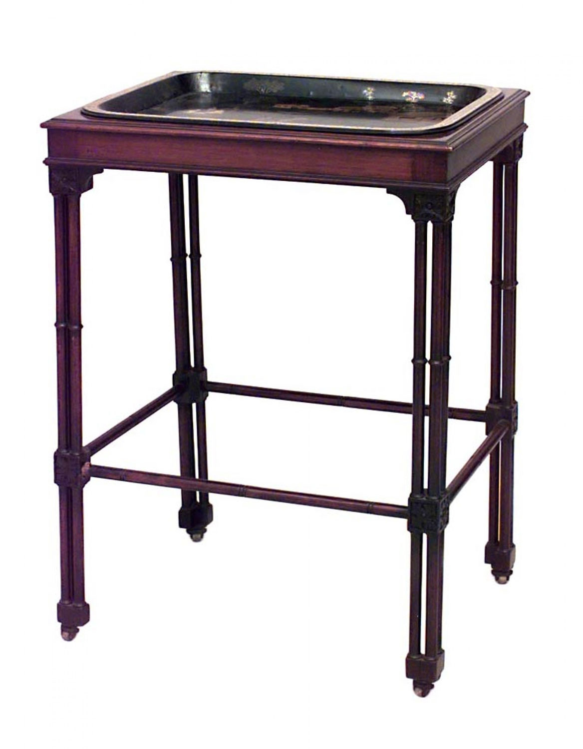 Chinese chippendale mahogany chinoiserie end table