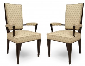 French geometric high back arm chair