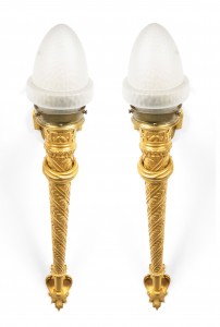 Italian renaissance style bronze dore wall sconces