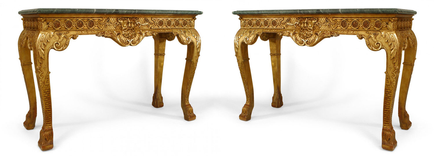 English georgian gilt green marble console table