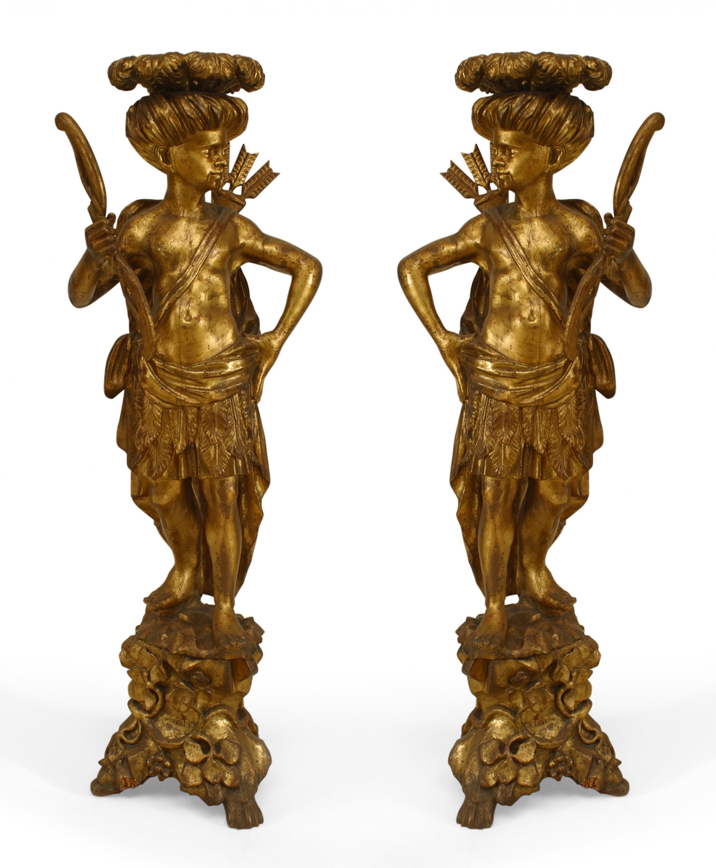 Pair italian venetian gilt figures