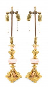 French empire bronze and quartz swan table lamps 1