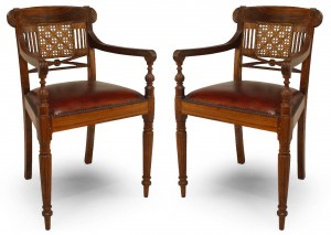 English anglo indian leather arm chairs 1