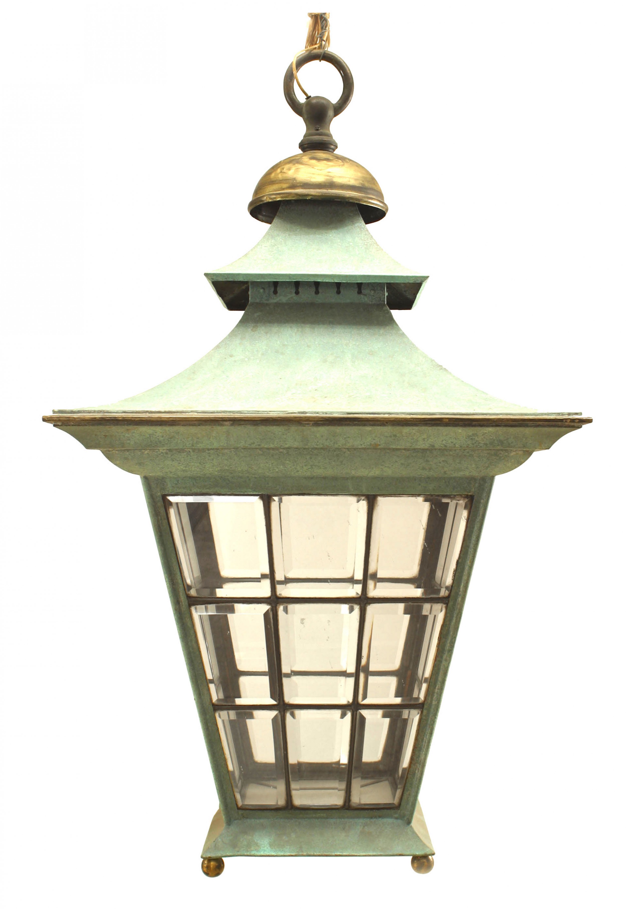 English georgian patinated copper lantern