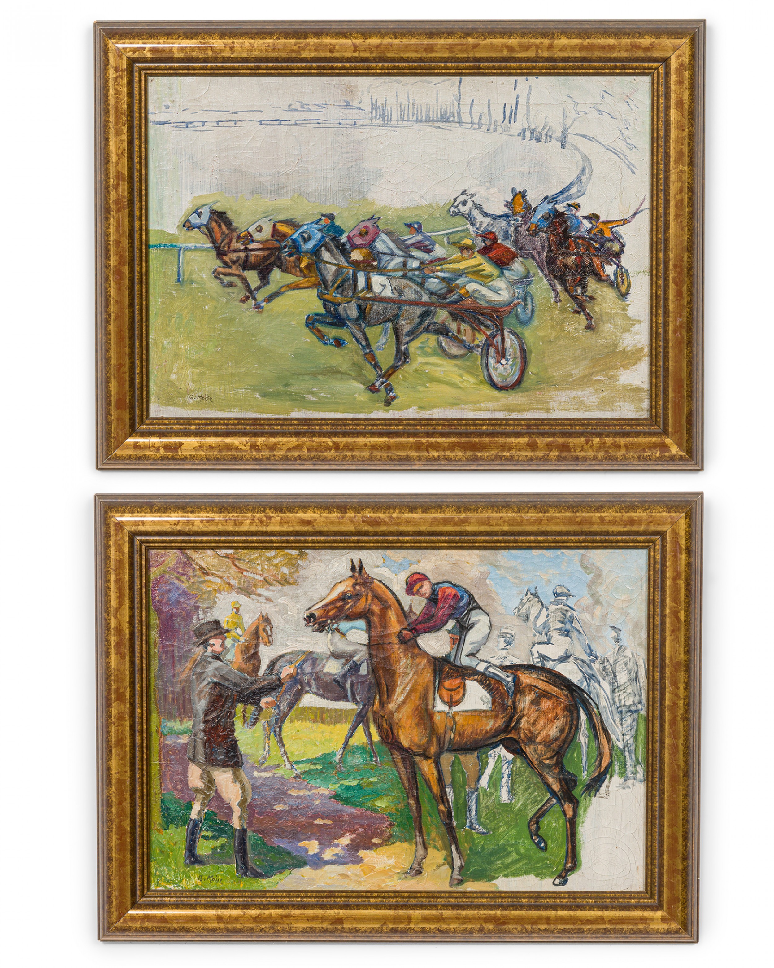 Art modern racehorses paintings