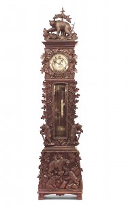 Rustic black forest walnut grandfather clock
