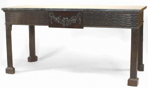 Chinese chippendale mahogany green marble console table