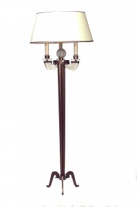 French mid century brass column floor lamp 1