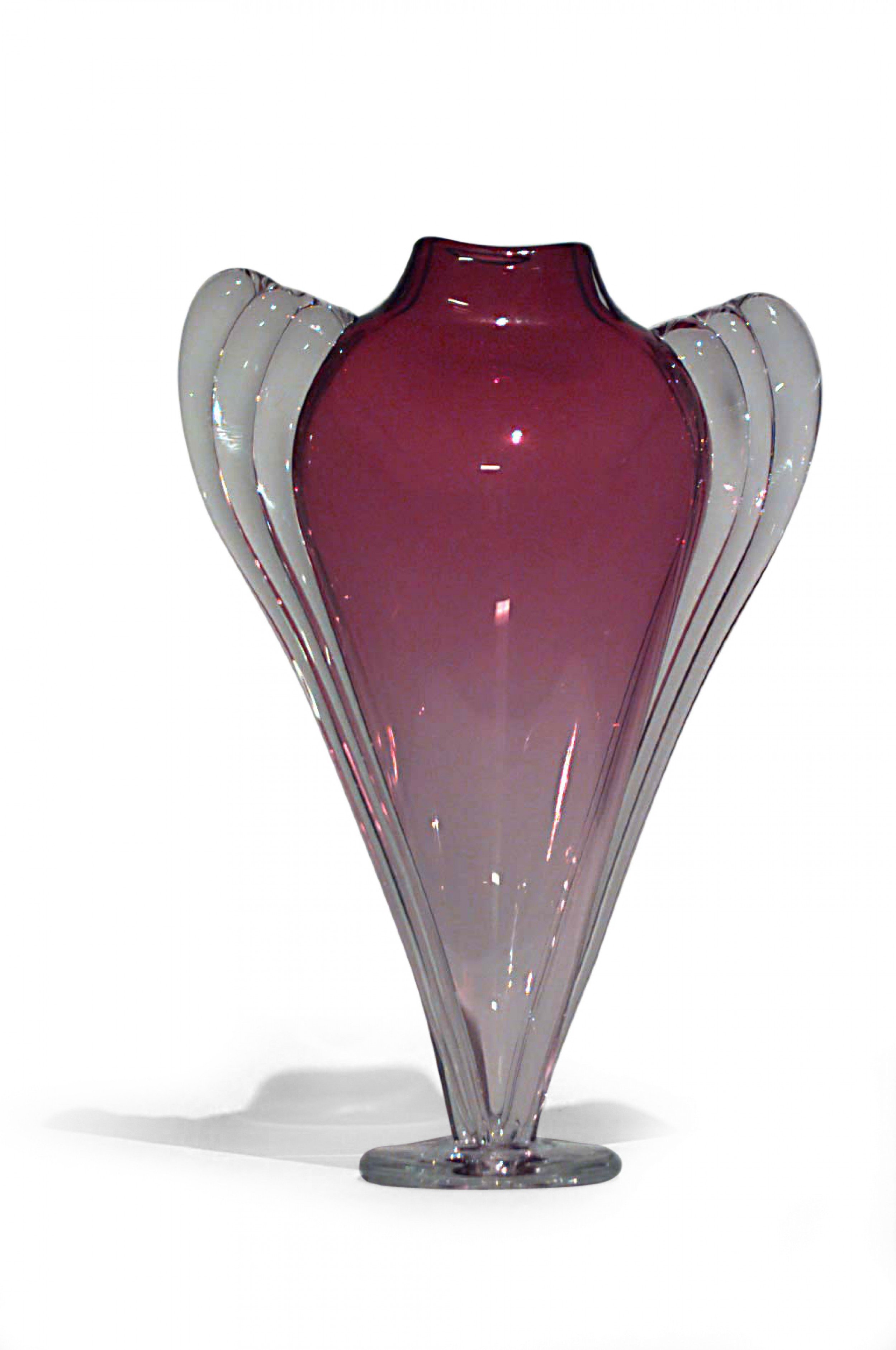Art deco cranberry glass vase