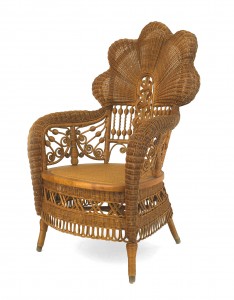 American victorian natural wicker arm chair