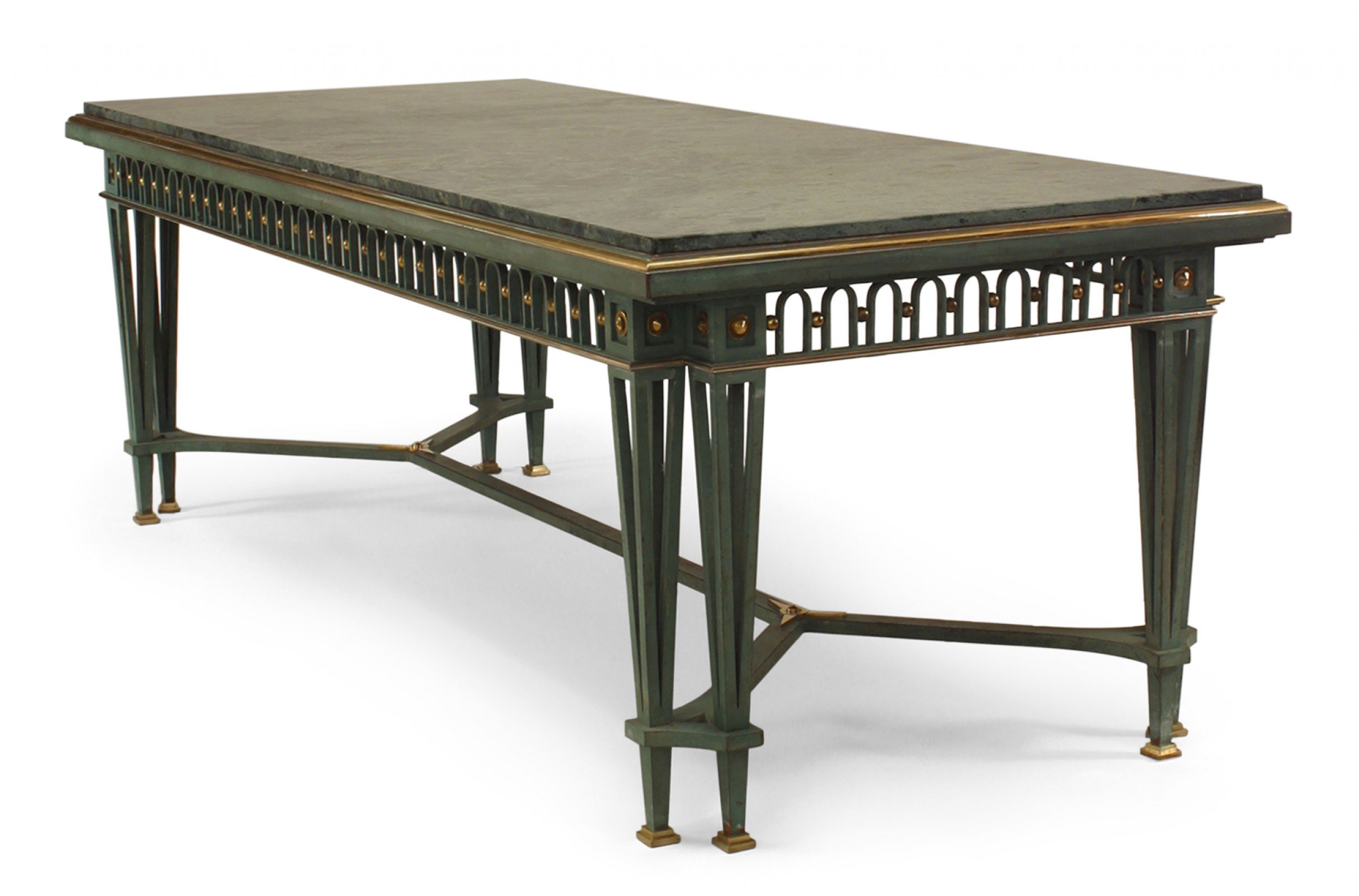 French mid century iron and marble dining table 1
