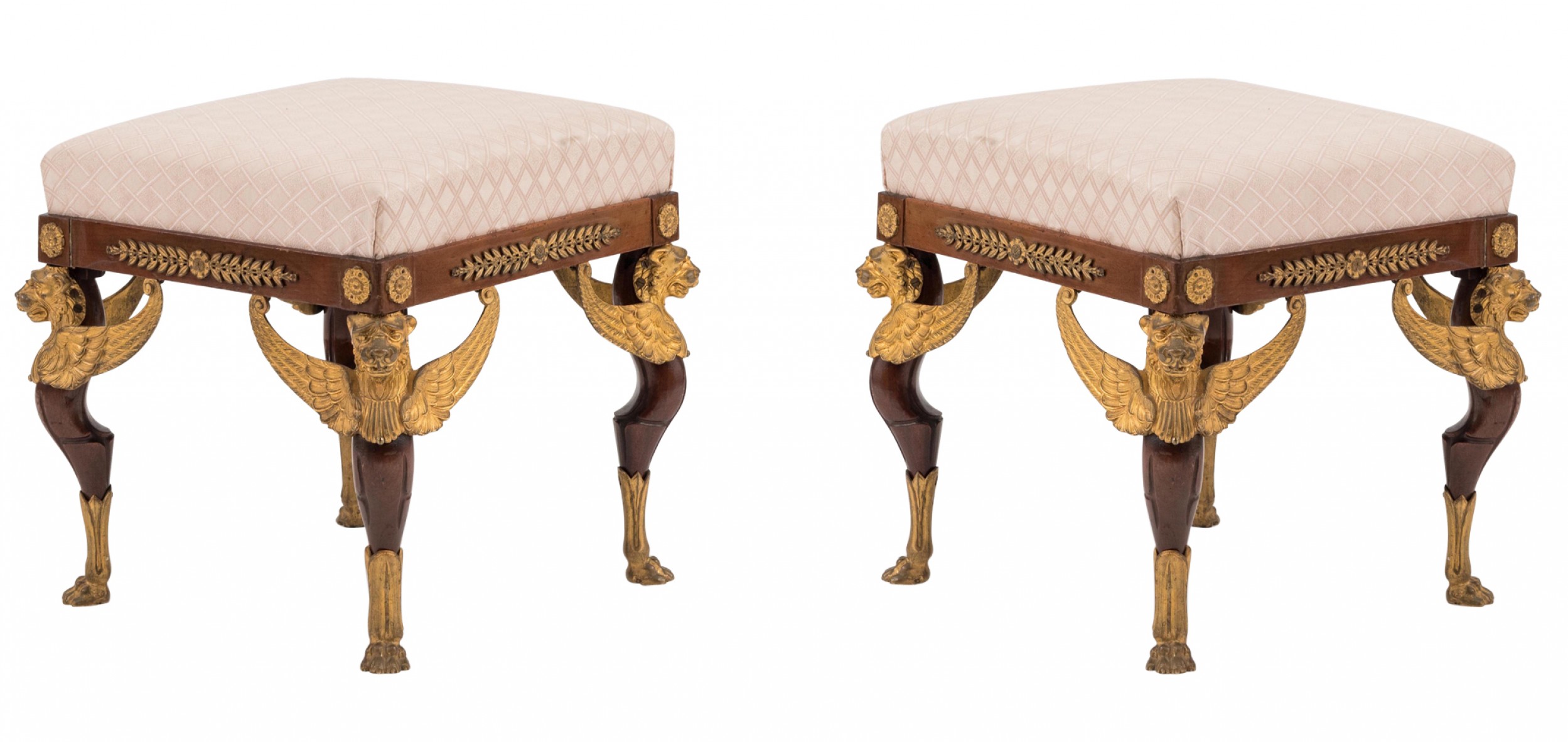 French empire sphinx mahogany bench 1