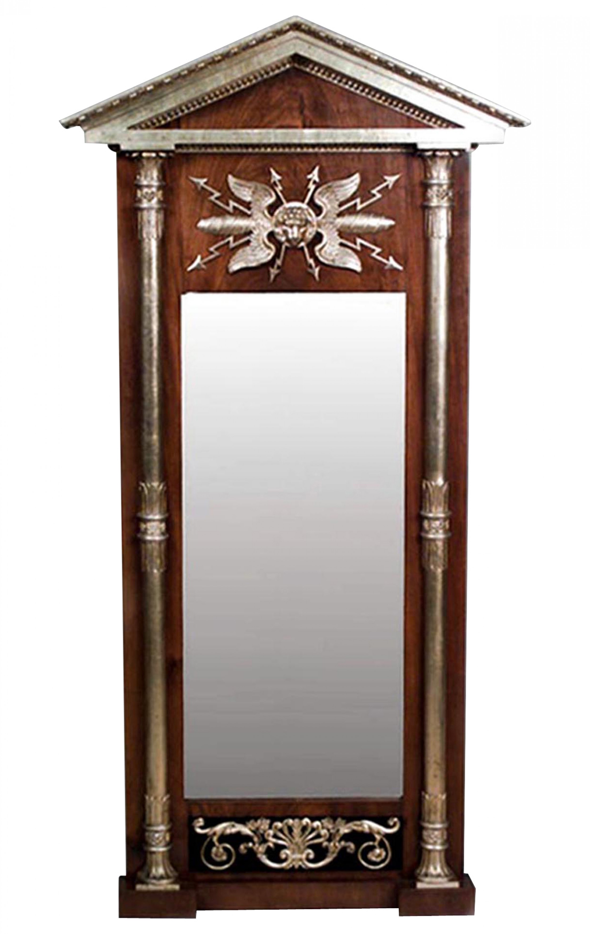 Baltic neoclassic mahogany pier mirror with pediment