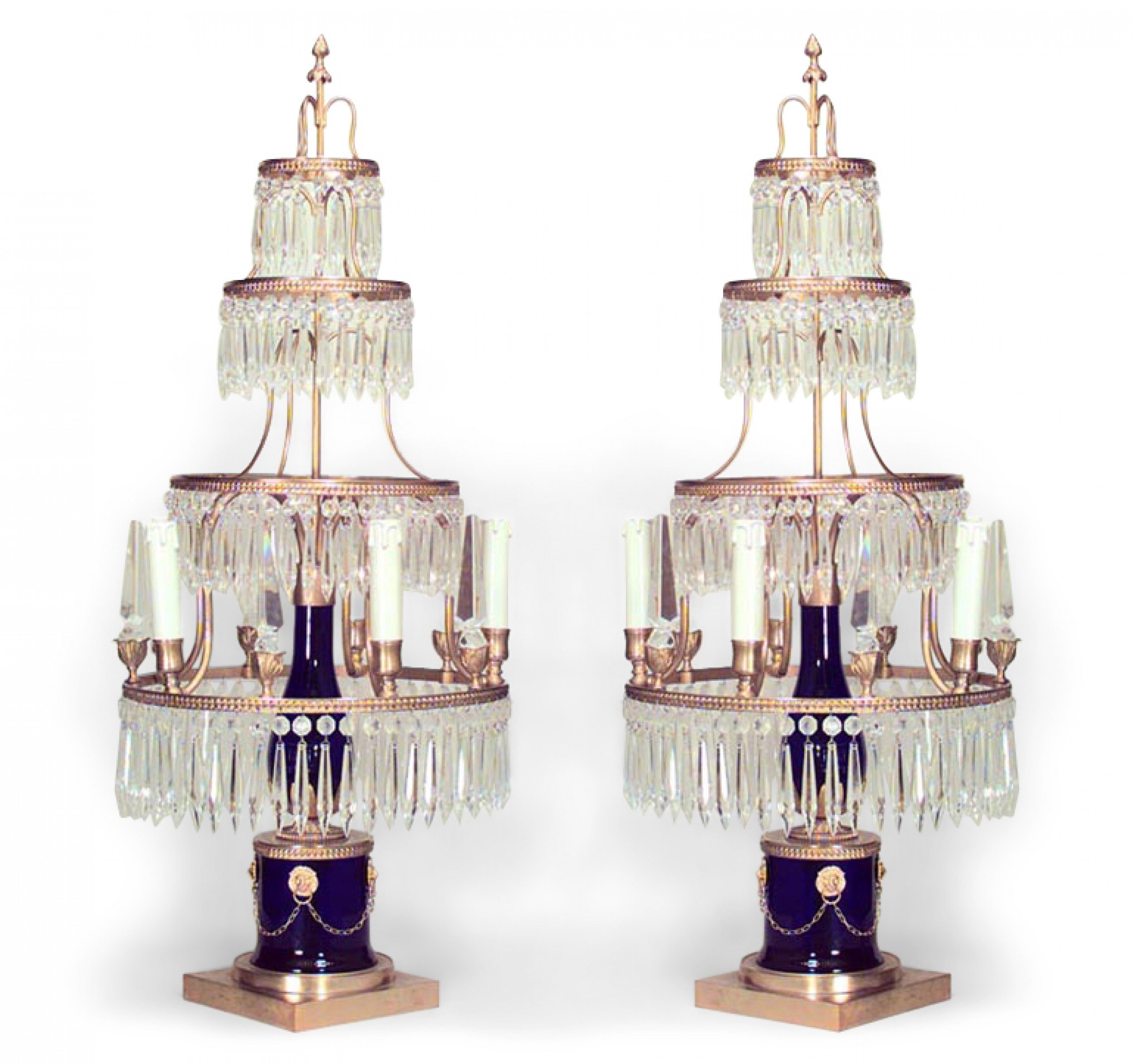 Russian neoclassic ormolu bronze and glass candelabras 1