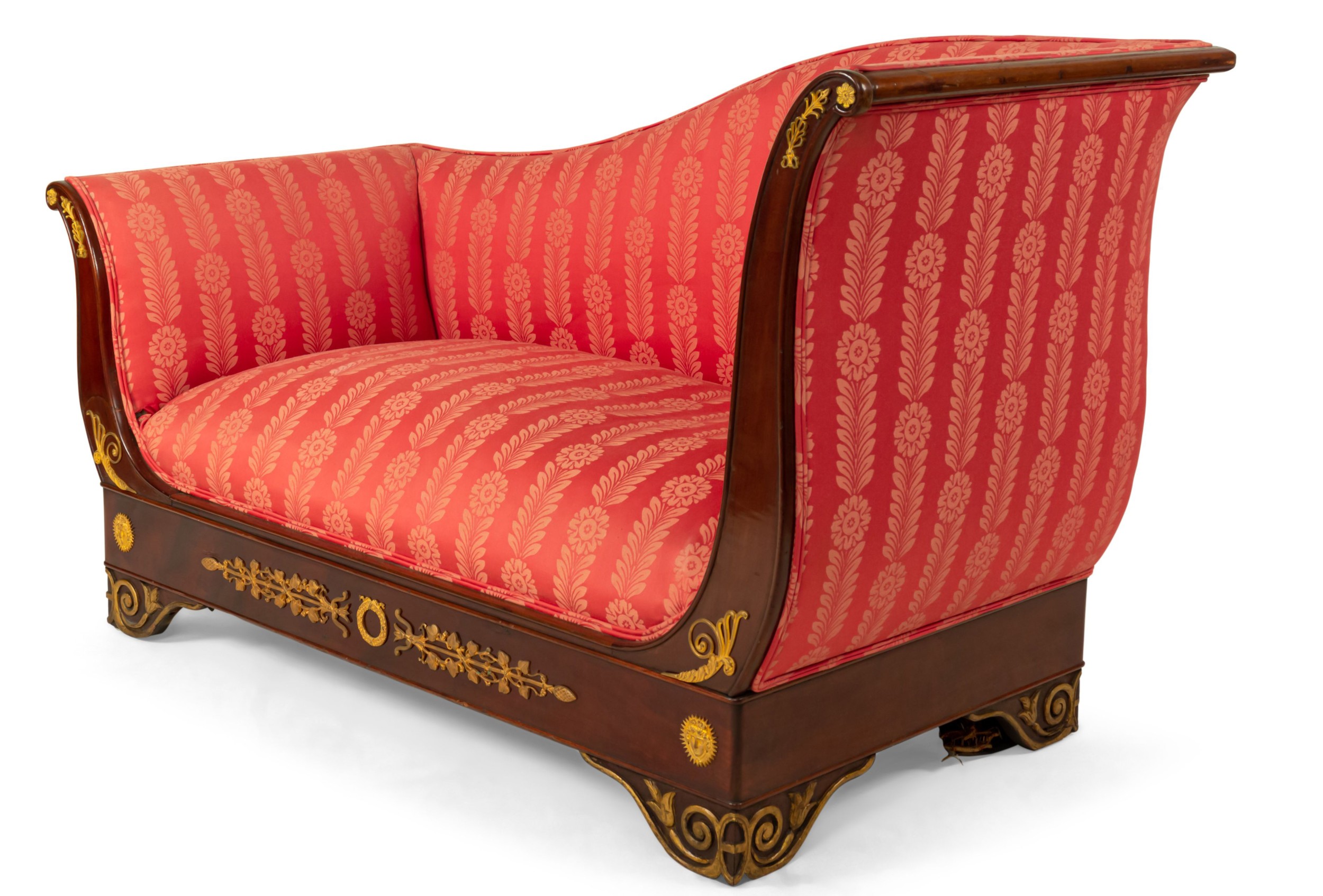 French empire red damask recamier