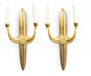 French art deco bronze dore wall sconces 1