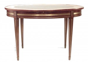 Russian neoclassic mahogany and leather center table