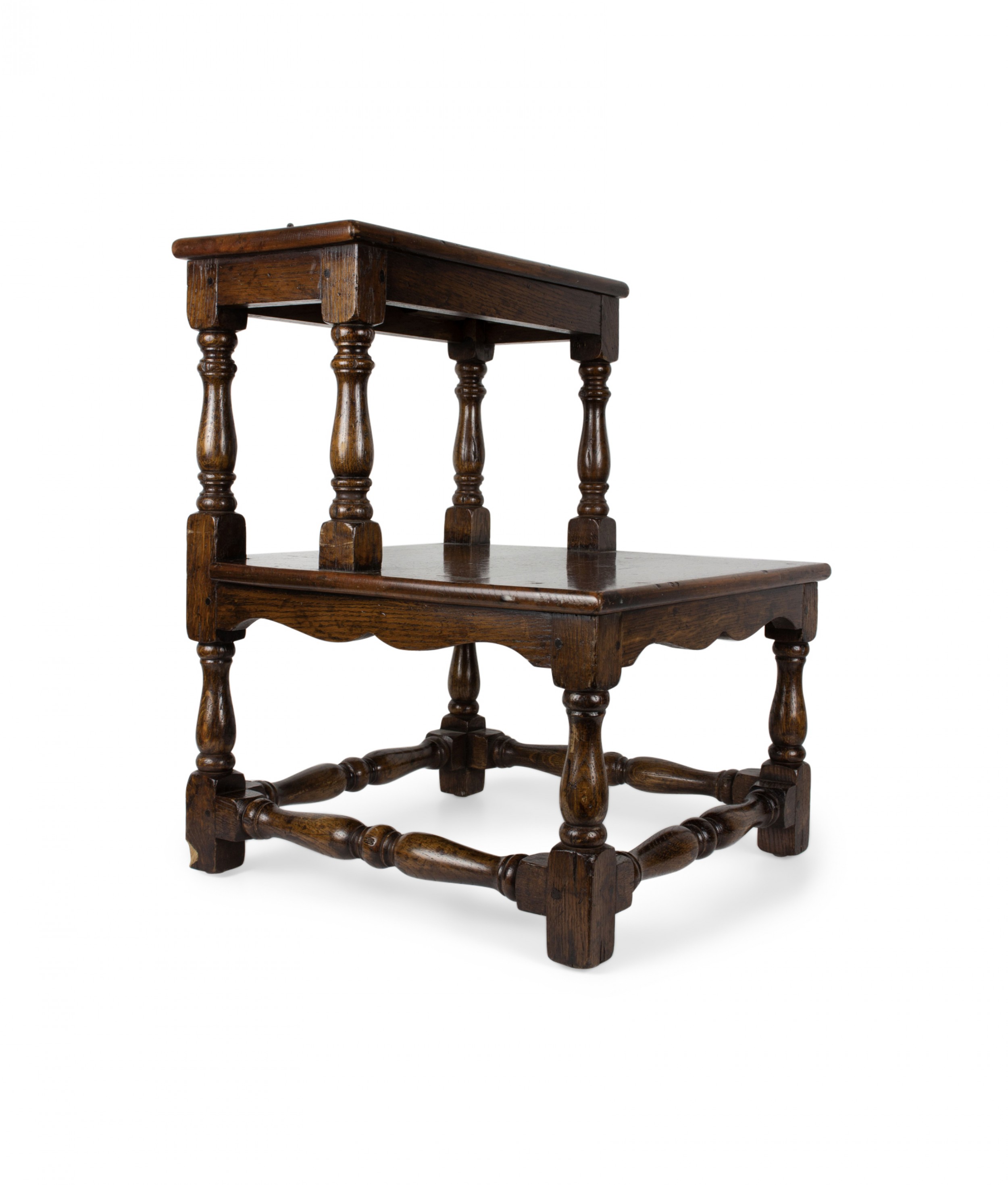 English country oak library ladder