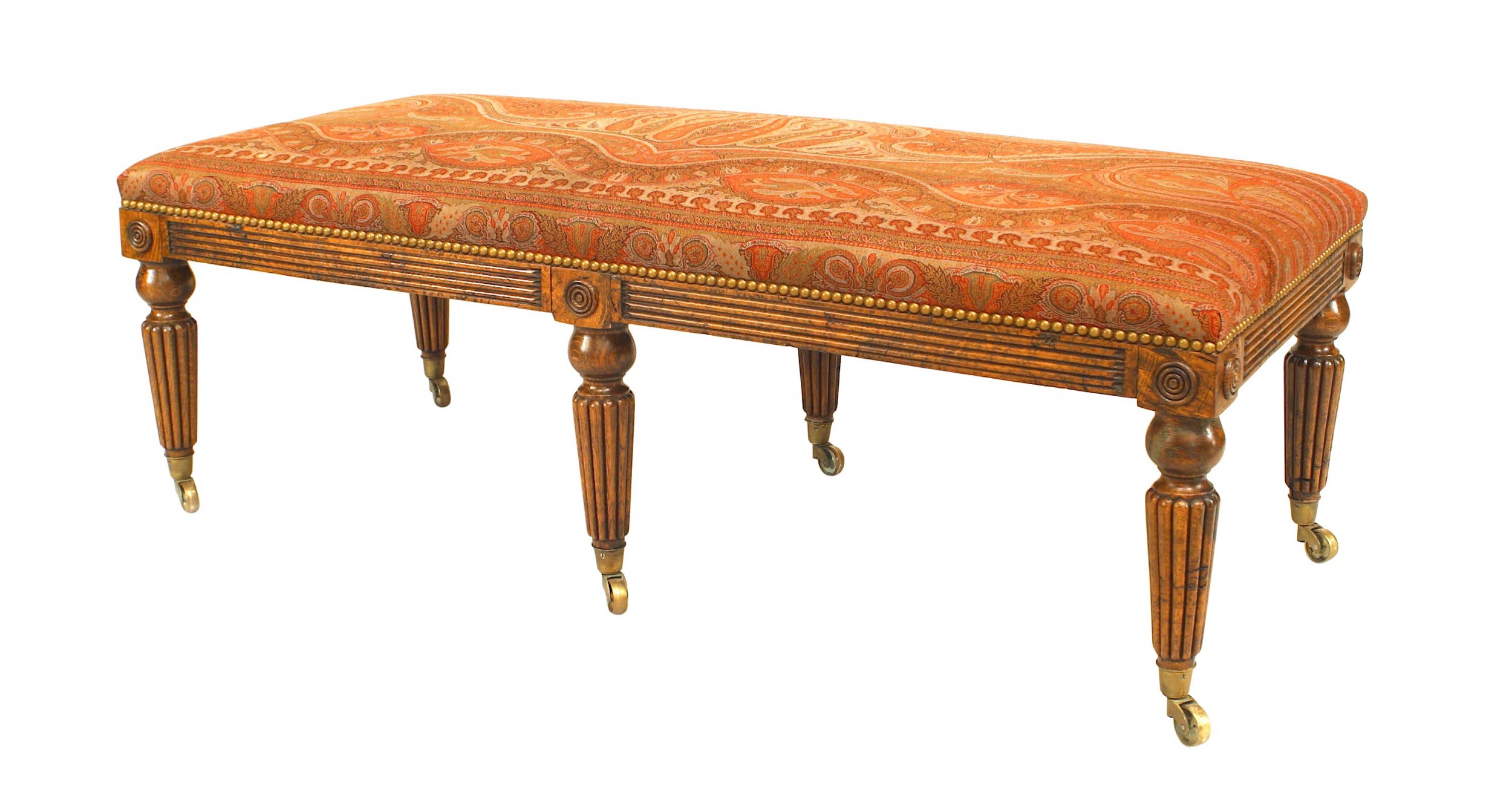 English regency burl elm bench