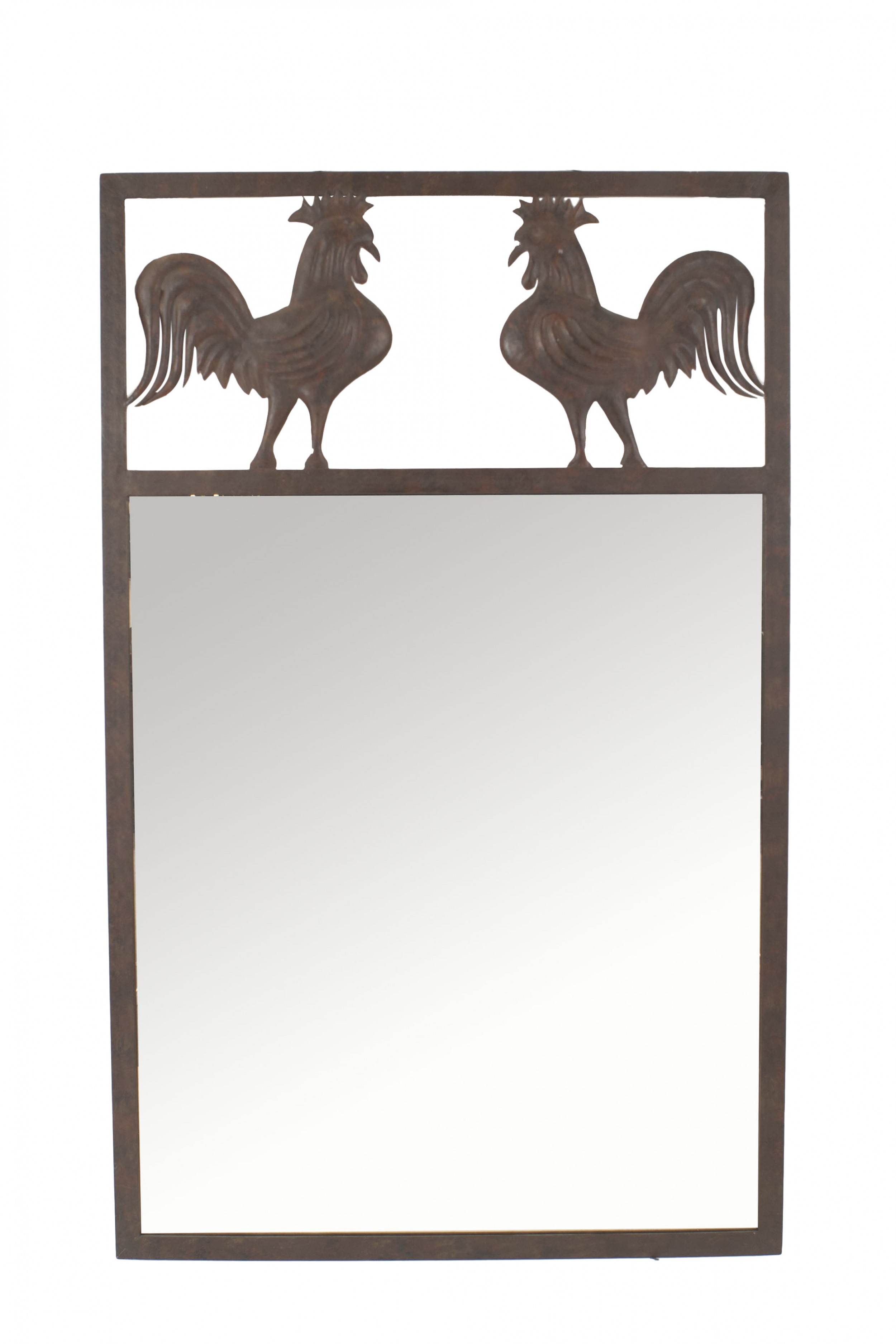 French provincial wrought iron rooster wall mirror
