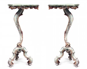 Pair italian venetian floral pedestals