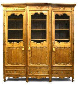 French provincial walnut armoire cabinet