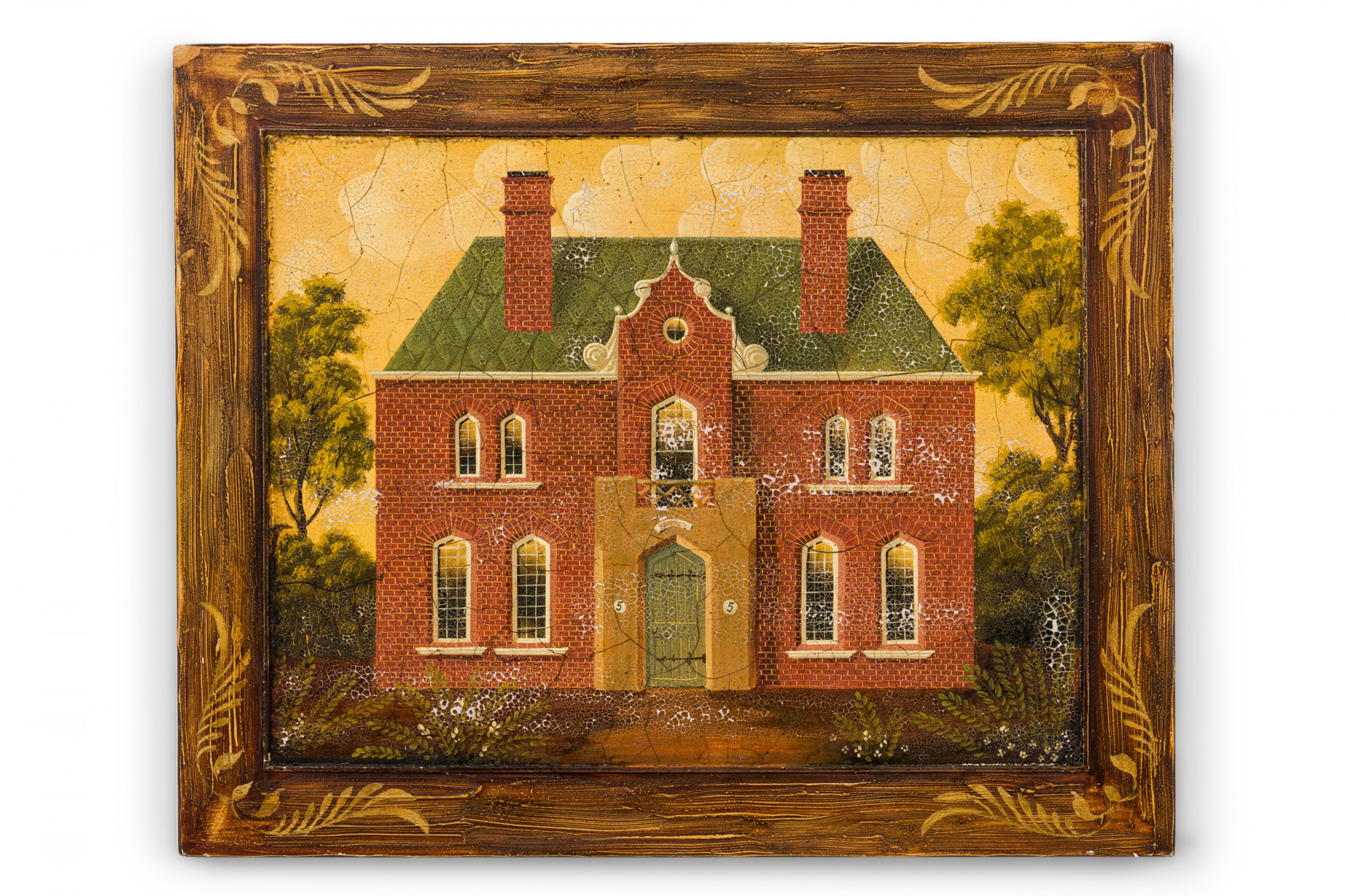 English country brick house acrylic painting b