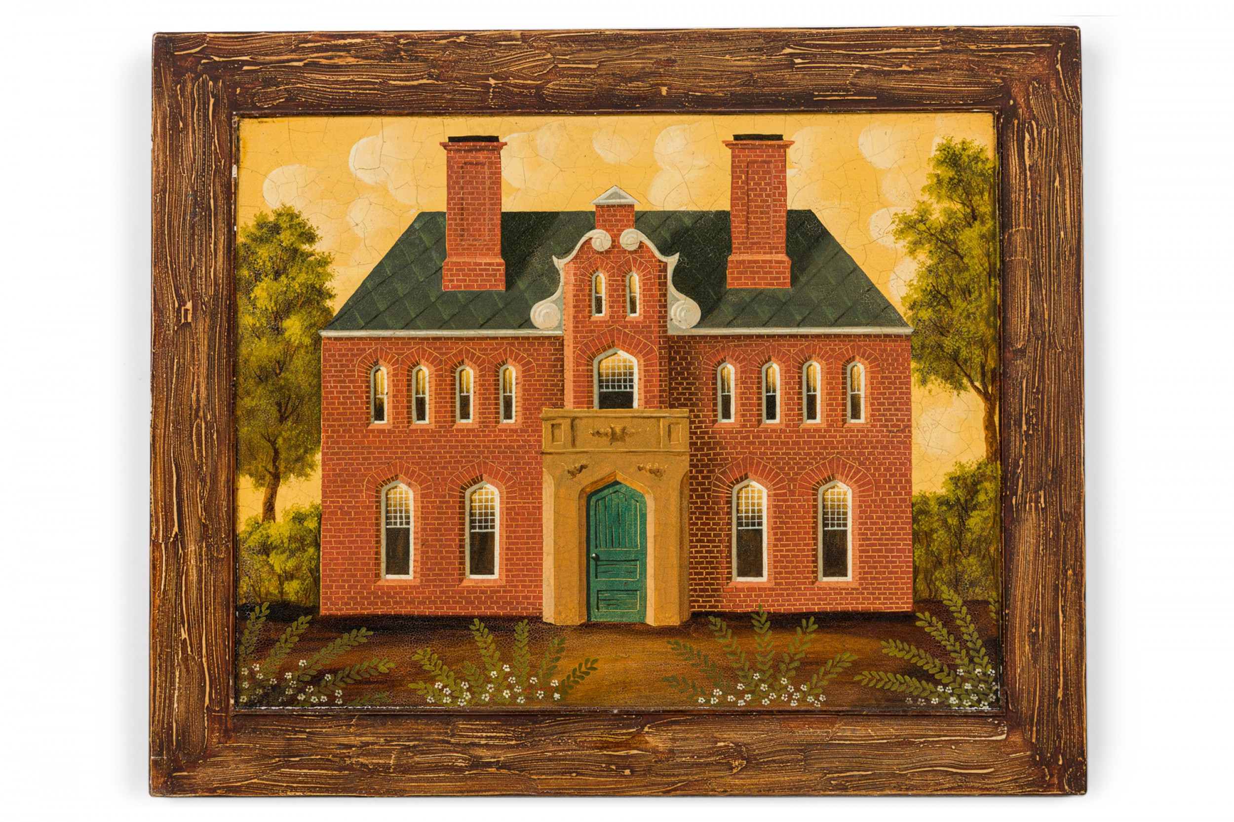 English country brick house acrylic painting c