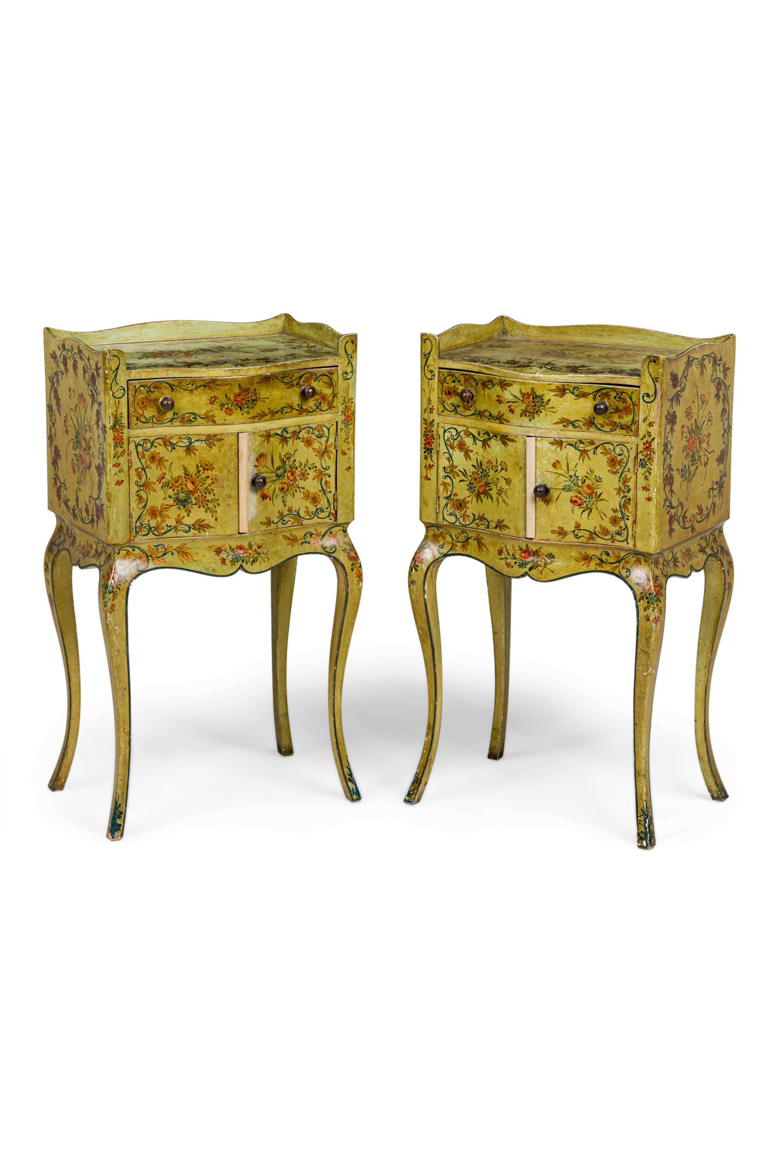 Italian venetian floral bedside tables