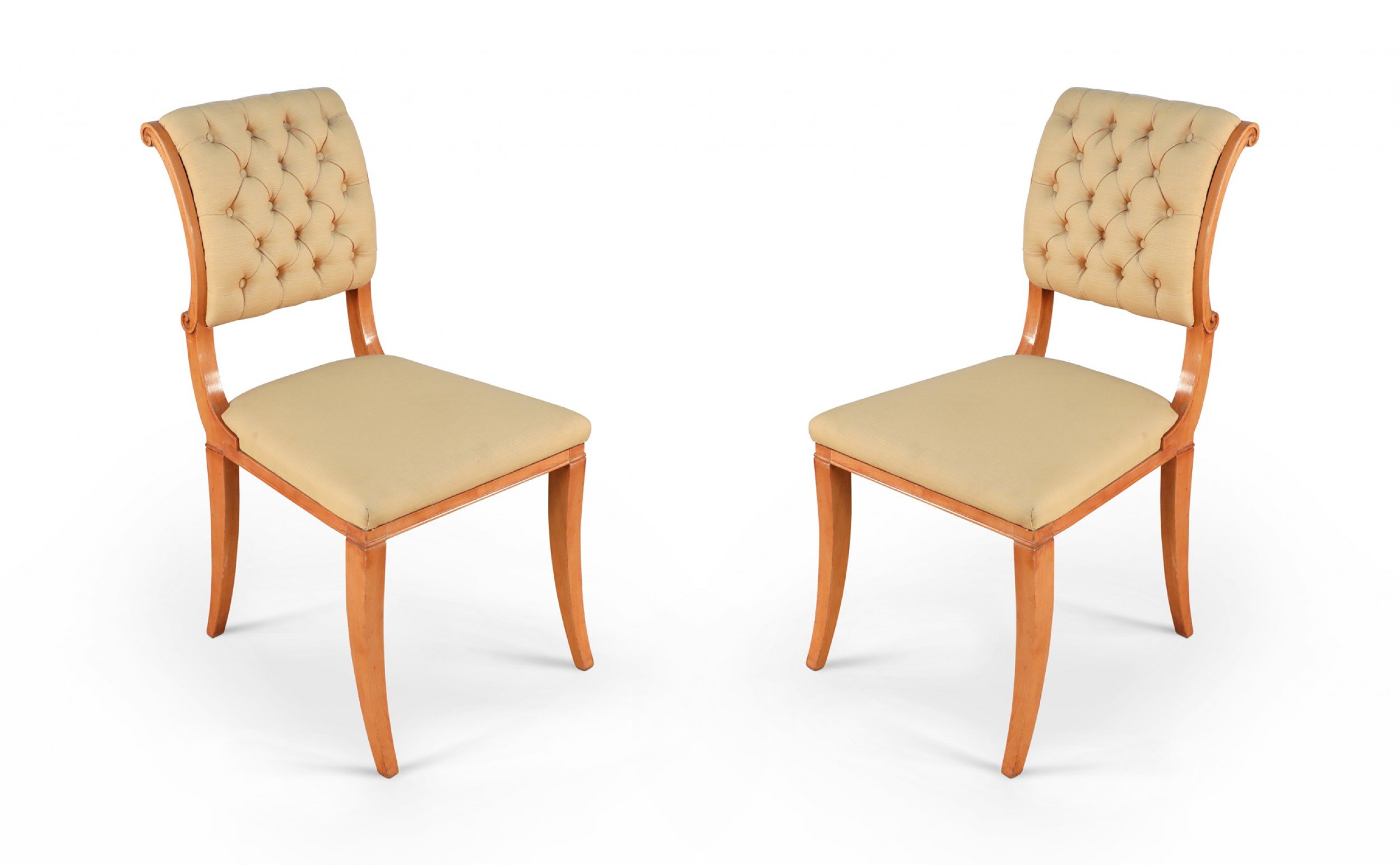French sycamore silk side chairs