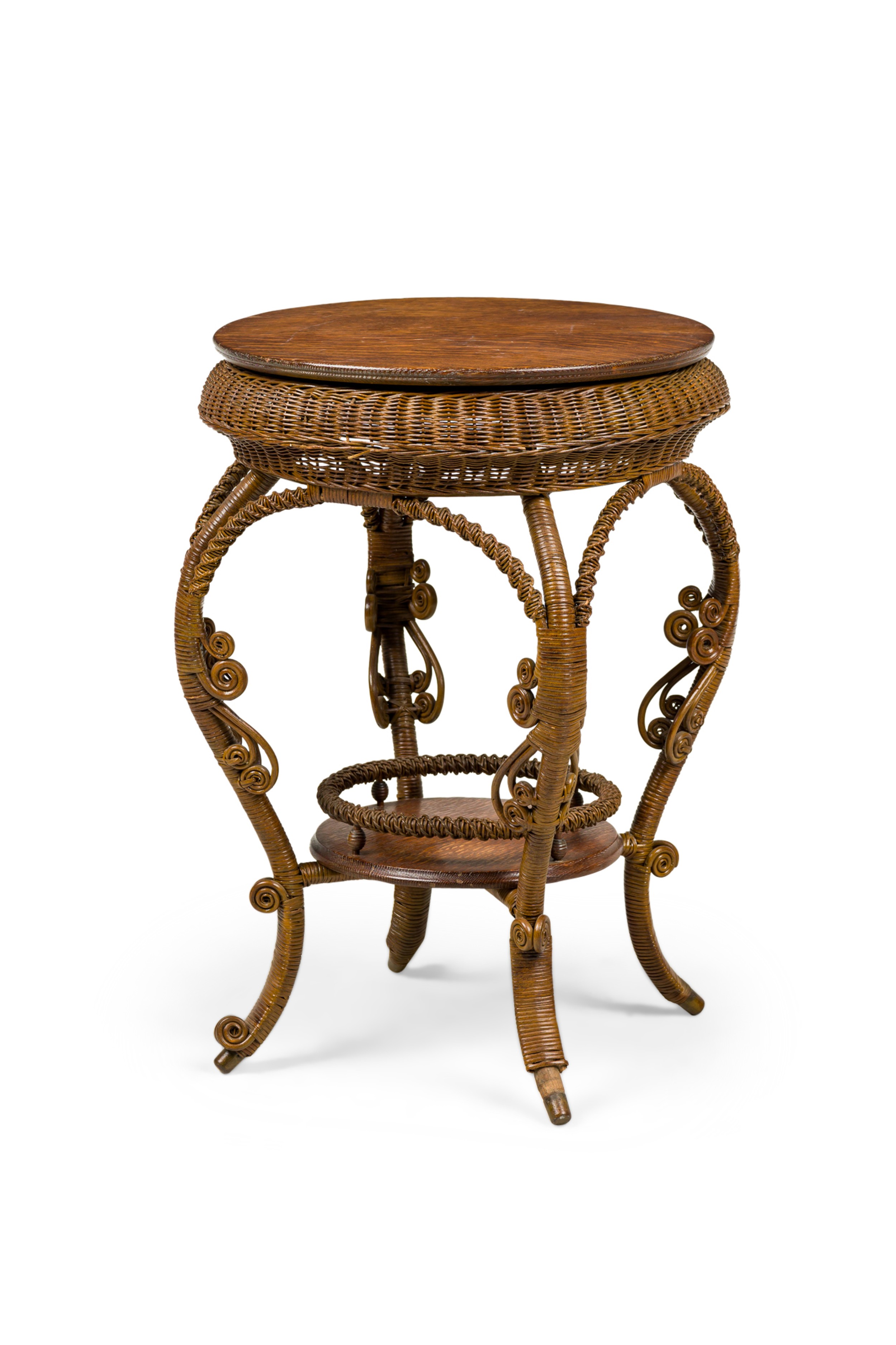 American victorian natural wicker parlor table