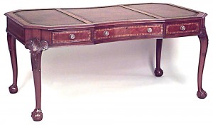 English chippendale mahogany and leather desk