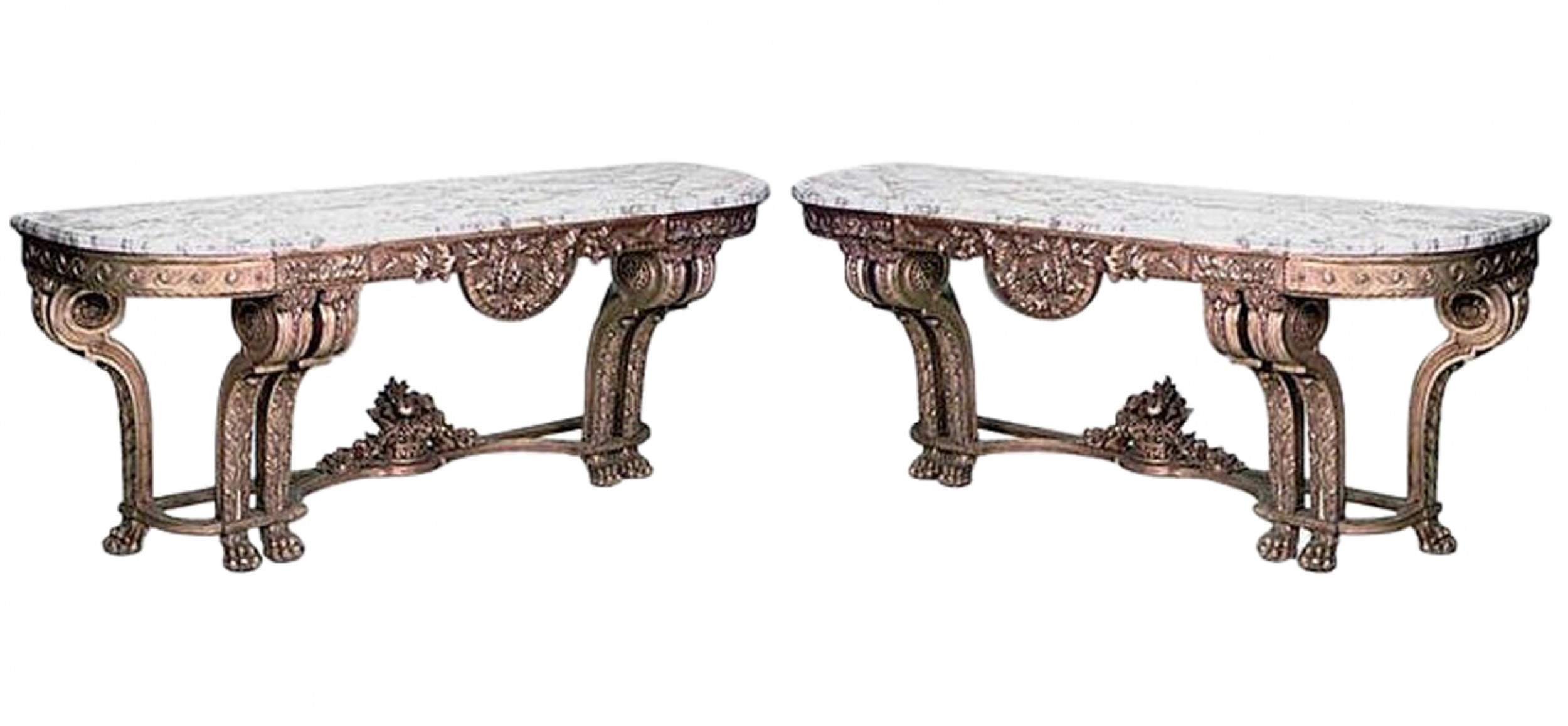 Louis xvi giltwood and marble top console table