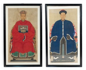 Chinese watercolor scrolls of ancestor portraits 1