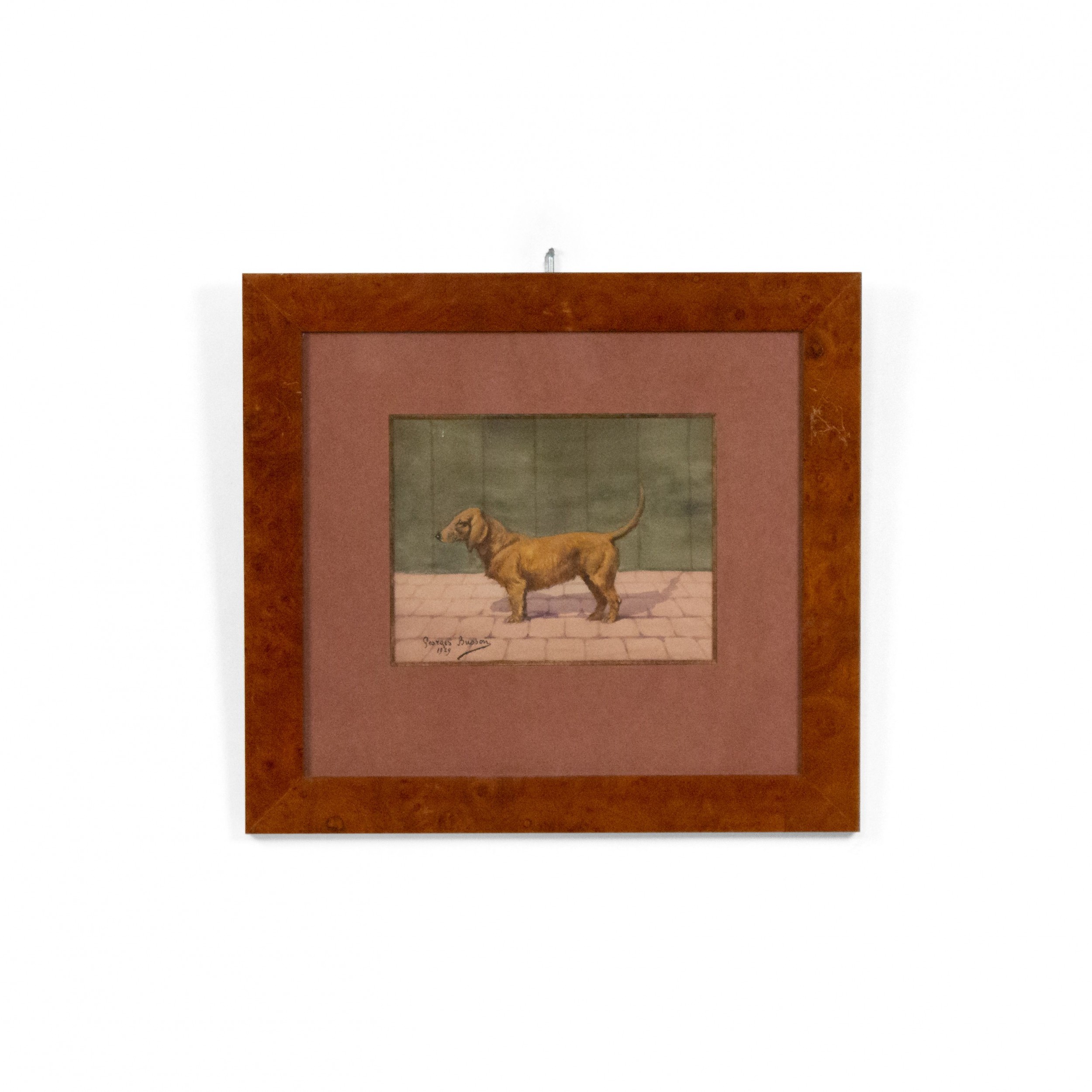 Georges busson art deco brown dachshund watercolor 1